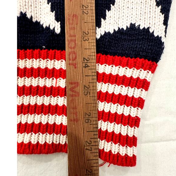 Perry Ellis Vintage 1980s American Flag Intarsia Knit Evil Knievel Levis Sweater - Picture 10 of 10